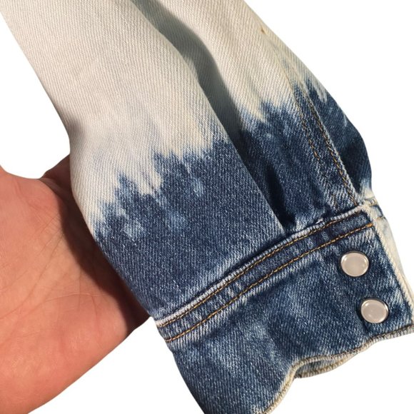 OVERLOVER LA LIGHT DENIM TIE DYE CUFF SHIRT (L) - Picture 3 of 9